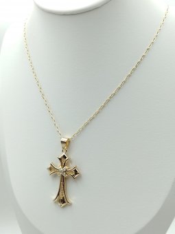 Lant cu cruce Ultra Fine placat cu aur 14k