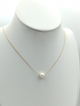 Lant cu perla de cultura placat cu aur 14k