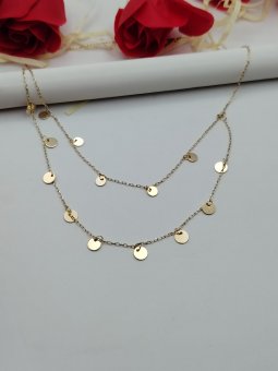Lant Double Small Coins -placat cu aur 14k