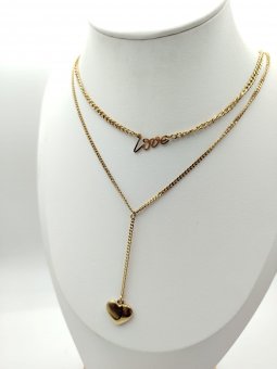 Lant dublu LOVE placat cu aur 18k