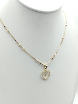 Lant Heart Cross-placat cu aur 14k