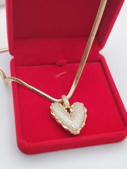Lant Heart2-placat cu aur 14k