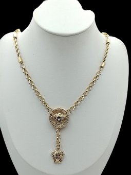 Lant Medusa Face placat cu aur 14k