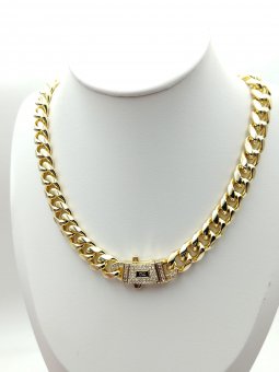 Lant Monaco 12 mm , placat cu aur 14k