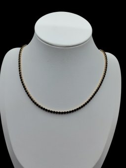 Lant Tennis Black placat cu aur 14k