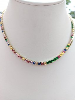 Lant Tennis Multicolore placat cu aur 14k