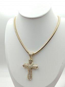 Lant Thick cu cruce mare -placat cu aur 14k