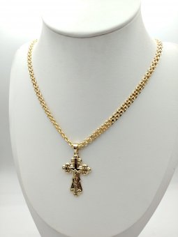 Lant unisex Cruce placat cu aur 14k