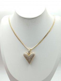 Lantisor Big heart 60 cm placat cu aur 14K