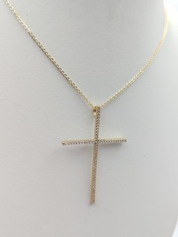 Lantisor Fancy Diamonds placat cu aur 14k