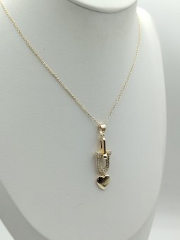 Lantisor Tiff Heart placat cu aur 14k