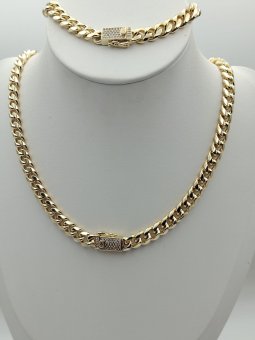 Set  Monaco - cuban din otel inoxidabil placat cu aur 14k-8mm