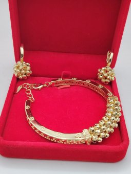 Set  Strugure bratara si cercei - placat cu aur 14k
