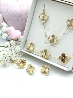 Set All Gold Trifoi complet, placat cu aur 14k