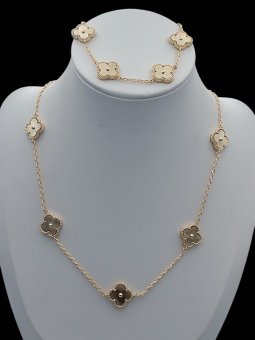Set All Gold Trifoi lant si bratara, placat cu aur 14k