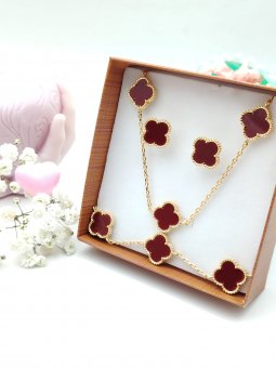 Set Cherry Trifoi complet, placat cu aur 14k 