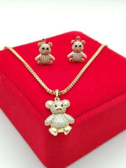Set cu pandantiv Ursulet-placat cu aur 14k