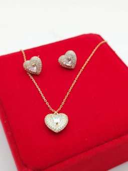 Set Diamond Heart NEW-placat cu aur 14k