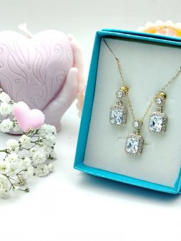 Set Gold Diamond placat cu aur 14k