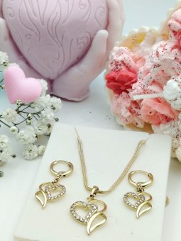 Set Gold Heart placat cu aur 14k