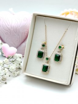 Set Green Sunshine placat cu aur 14K