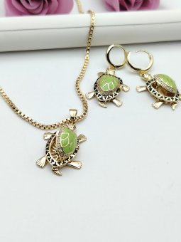 Set Lucky Turtle placat cu aur 14k