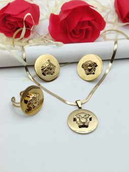 Set Medusa 2.5 cm ,simplu- placat cu aur 18k