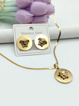 Set Medusa simple-placat cu aur 18k