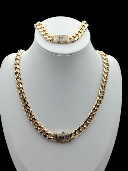 Set Monaco - Cuban placat cu aur 18k -10mm