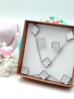 Set Silver Trifoi complet, placat cu aur