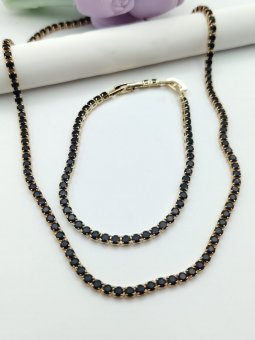 Set Tennis Black placat cu aur 14k