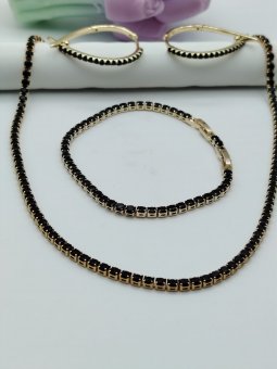 Set Tennis Black placat cu aur 14k