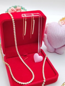 Set Tennis Gold din otel inoxidabil placat cu aur 14k
