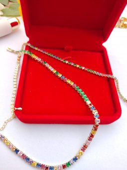Set Tennis Multicolore placat cu aur 14k