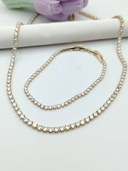 Set Tennis White placat cu aur 14k