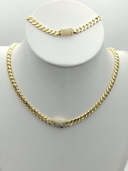 Set White Monaco din otel inoxidabil placat cu aur 14k-  6 mm