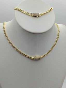 Set White Monaco din otel inoxidabil placat cu aur 14k- 4mm