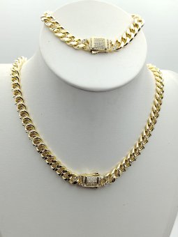 Set White Monaco din otel inoxidabil placat cu aur 14k- 8 mm