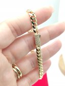 Bratara White Monaco - 6mm- placata cu aur 14k