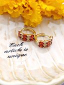 Cercei  Red Stones - placati cu aur de 14k