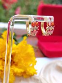 Cercei  Red Stones - placati cu aur de 14k