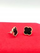 Cercei Black Trifoi cu surub placati cu aur 14k