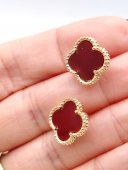 Cercei Cherry Trifoi cu surub placati cu aur 14k