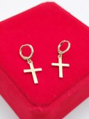 Cercei Cruciulita mica placati cu aur 14k