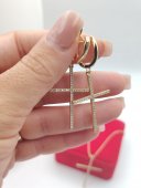 Cercei Fancy Diamonds placati cu aur 14k -4 cm 