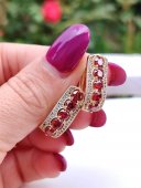 Cercei Line Red Stones - placati cu aur de 14k