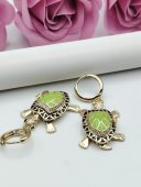 Cercei Lucky Turtle 2.5 cm placati cu aur 14k