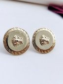 Cercei Medusa banut gravat 2.5 cm cu tortita placati cu aur 14k