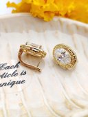 Cercei One White Stone - placati cu aur de 14k