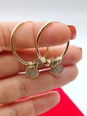 Cercei rotunzi 3 CM  Charm heart placati cu aur